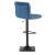 Drava bar stool with backrest in blue, back view, showing the backrest and the base of the stool