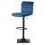 Drava bar stool with backrest in blue, side view, showing the seat, backrest, and footrest