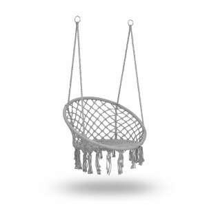 Gray Boho Hanging Chair, comfortable and stylish, perfect for indoor or outdoor use