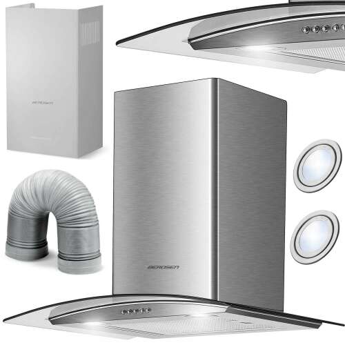 Odsávač pár Berdsen, 350 m3/h, 3 rýchlosti, mechanické ovládanie, energetická trieda B, Inox