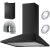 Berdsen Cooker hood, 350m3/h, 3 speeds, LED lighting, Energy class B, Black 97400064