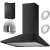 Berdsen BT-214 black chimney range hood with accessories