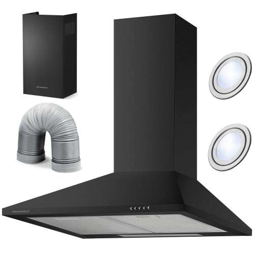 Berdsen BT-214 black chimney range hood with accessories