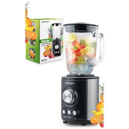 Berdsen BD-751 blender with box, black and silver, with glass jar