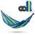Malaga double hammock, blue and green striped, with ropes and carrying bag
