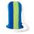 Malaga double hammock, blue and green striped, folded in carrying bag