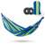Malaga double hammock, blue and green striped, with ropes and carrying bag
