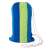 Malaga double hammock, blue and green striped, folded in carrying bag