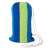 Malaga double hammock, blue and green striped, folded in carrying bag