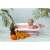 Baby in Ricokids pink and white bathtub with tropical fruits