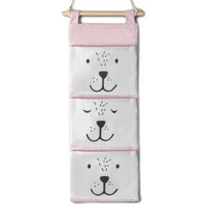 Nukido pink hanging toy organizer with 3 bear face pockets - Toy Storage Shelves & Organizer