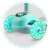 Ricokids three-wheeled scooter with LED lights, mint green color, close-up of wheels