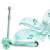 Ricokids three-wheeled scooter with LED lights, mint green color, with music