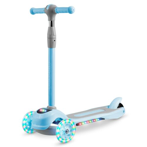 Ricokids világoskék és szürke háromkerekű roller világító kerekekkel