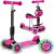 Ricokids 3in1 háromkerekű Roller világítós kerekekkel - Rózsaszín, Fekete 94200435