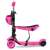 Ricokids 3in1 pink scooter with seat and ladybug basket, side view