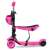 Ricokids 3in1 pink scooter with seat and ladybug basket, side view