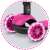 Close-up of Ricokids pink scooter front wheels with LED lights
