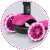 Close-up of Ricokids 3-in-1 scooter light-up wheels, pink