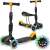 Ricokids 3-in-1 scooter with seat and light-up wheels, black and yellow