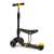 Ricokids 3-in-1 scooter with seat, angled view, black and yellow