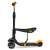 Trotinetă Ricokids 3 în 1 cu scaun, vedere laterală, negru și galben