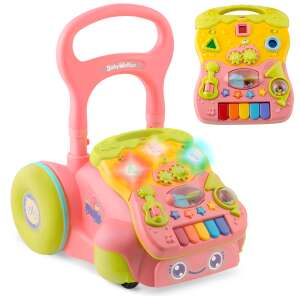 Ricokids 2in1 Baby Walker, rosa, mit interaktivem Spielpanel und Rädern - Babywalker, Lauflernhilfen und Entwicklungsspiele für Kleinkinder