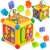 RicoKids Activity Cube RK-747 educational toy for babies, multi-colored cube with various activities, including shape sorter, gears, piano, phone, and mirror