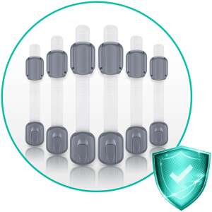 Ricokids cabinet and drawer locks, 6 pack, grey, baby safety, childproof, child safety, cabinet locks, drawer locks, child safety locks, baby proof, baby safety locks, baby proof locks, baby safety products, child safety products - Ricokids