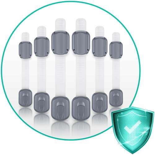 Ricokids Schrank- und Schubladenschlösser, 6er-Pack, grau, Babysicherheit, kindersicher, Kindersicherheit, Schrankschlösser, Schubladenschlösser, Kindersicherheitschlösser, Babysicher, Babysicherheitschlösser, Babysicherheitsverriegelungen, Babysicherheitsprodukte, Kindersicherheitsprodukte