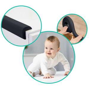 Ricokids 6m czarna taśma ochronna z pianki dla niemowląt i małych dzieci, chroni meble przed uderzeniami i zadrapaniami, łatwa w instalacji, klej 3M, bezpieczna dla dzieci - Bezpieczeństwo w domu