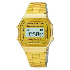 Златен цифров часовник Casio A168WG-9EF с аларма, хронометър и подсветка - Casio