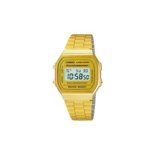 Златен цифров часовник Casio A168WG-9EF с аларма, хронометър и подсветка