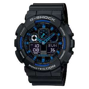 Casio G-Shock GA-100-1A2ER men's digital watch with blue accents - Men's Watch