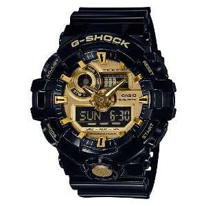 Muški sat Casio G-Shock GA-710GB-1AER s crnom remenom od silikona i zlatnim detaljima - Za frajera