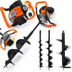 Boxer BX-122 gasoline powered earth auger with 3 drill bits - Earth Auger