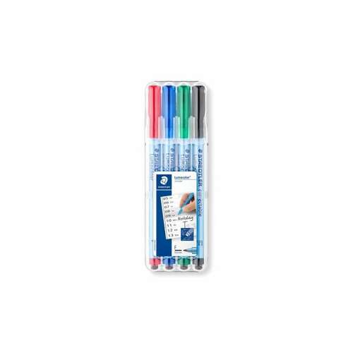Комплект маркери без алкохол Staedtler Lumocolor 305F, 4 различни цвята, 0,6 mm