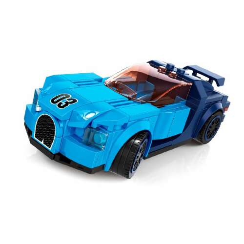 Bugatti Chiron építőkocka készlet, 173 darab, kék szuperautó modell - Játék