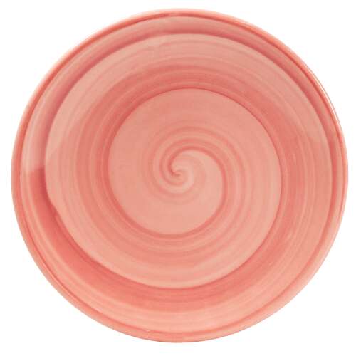 Set 6 farfurii desert de 20 cm, Roz Pudra decorata cu spirala roz inchis