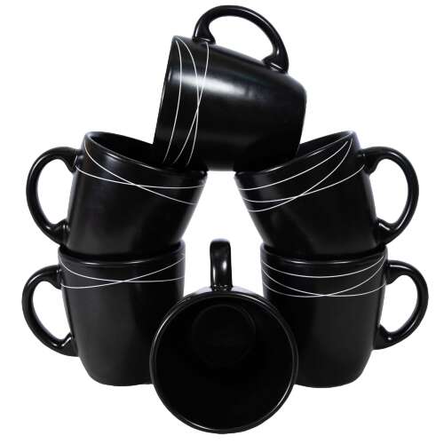 6 darabos szett- Cesiro- fekete- vonalakkal díszített- 160 ml-es csésze