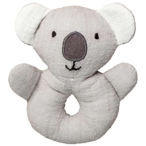 Artesavi Koala Csörgő, puha pamut gyűrű csecsemőknek, szürke koala plüss játék