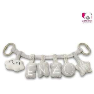 Artesavi plüss betű Z babakocsi csörgő, szürke, felhővel és csillaggal - Artesavi