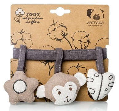 Artesavi Babakocsi Csörgő - Majom - Pamut