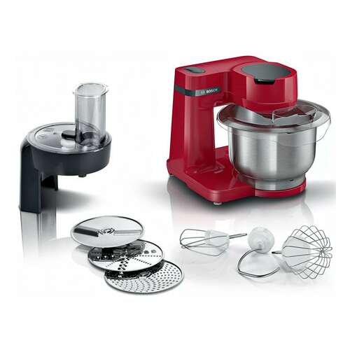 Mixer vertical roșu Bosch MUMS2ER01 cu atașament pentru robot de bucătărie și accesorii