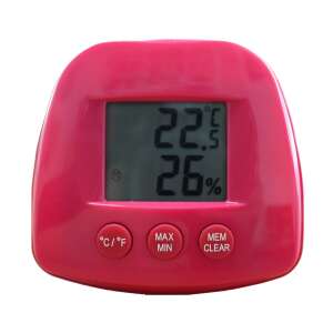 Pink digital indoor thermometer and hygrometer with maximum and minimum memory function, ST504 - Room Thermometer