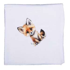 Fehér pamut textil pelenka kisróka mintával, 70x70cm - Textil pelenka