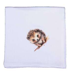 Fehér pamut muslin pelenka süni mintával, 70x70cm - Textil pelenka