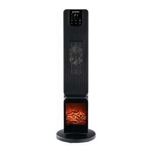 Powermat PM1251 electric ceramic heater with fireplace effect, black - Space Heater and Dehumidifier