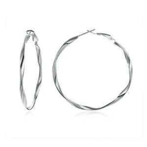 Ezüst csavart karika fülbevaló - Női kiegészítő