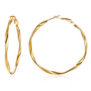 Nemesacél Szőlővessző Karika Fülbevaló - Arany - 51x53 mm 127315109 - Női kiegészítő